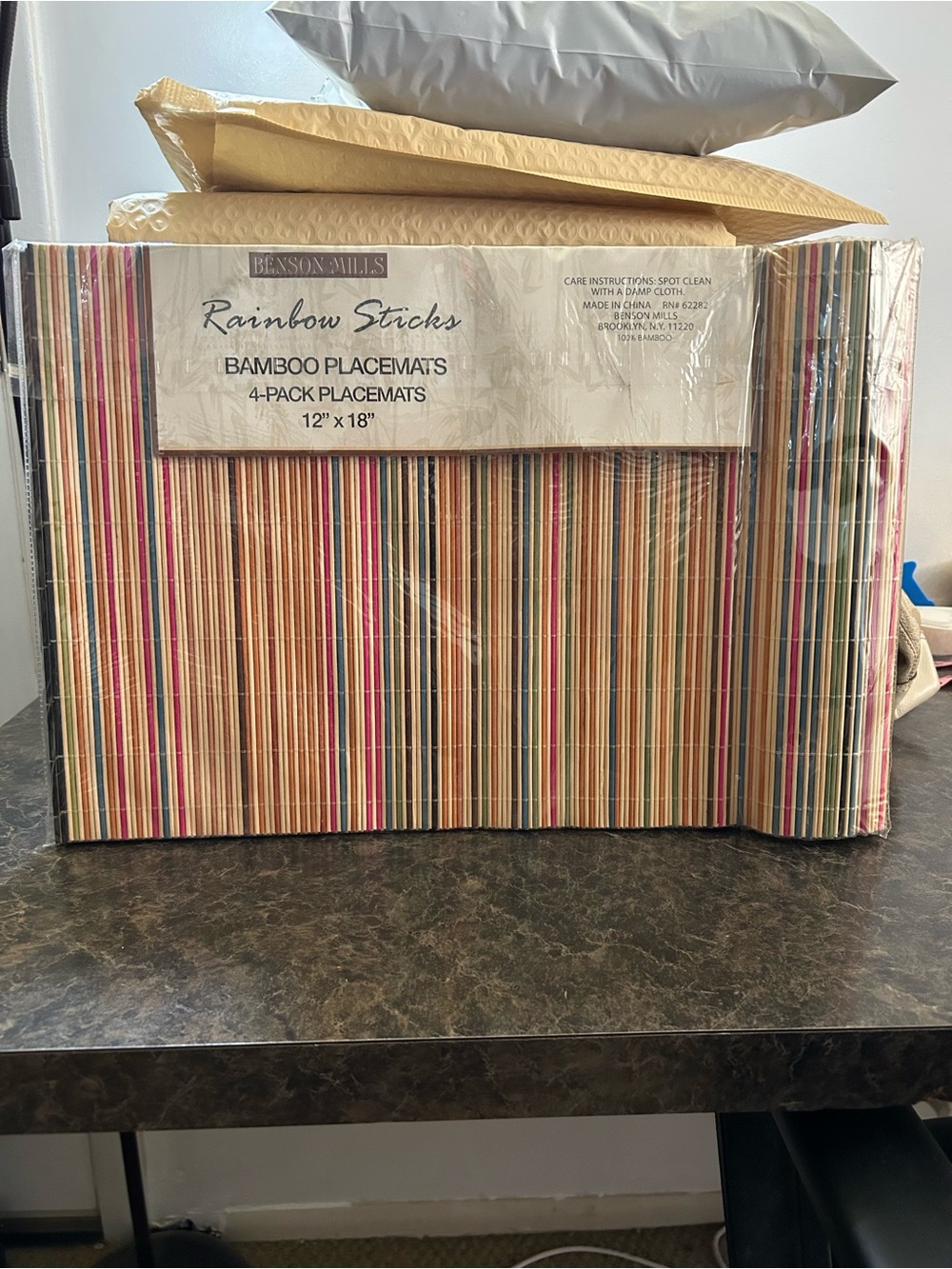 Benson Mills Rainbow Sticks Bamboo Placemats Set of 4 12x18 New in Package